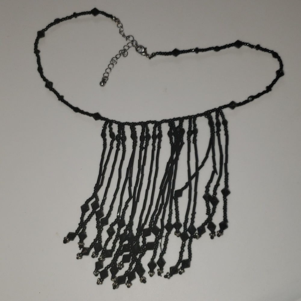Black bead necklace